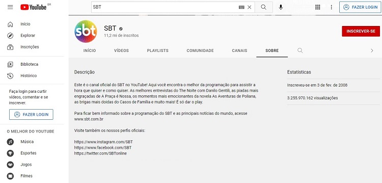SBT se consolida no YouTube em 2021