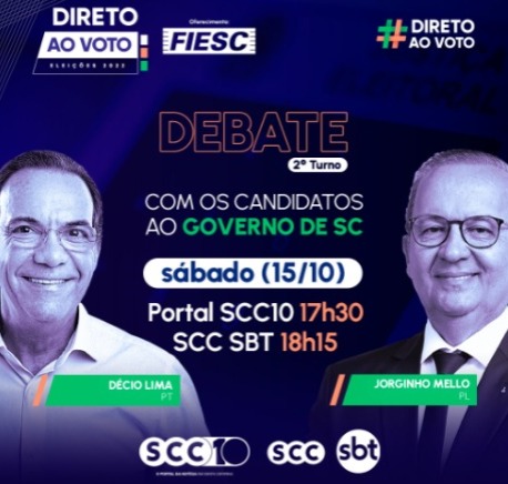 SCC SBT promove debate entre candidatos ao Governo de SC neste sábado